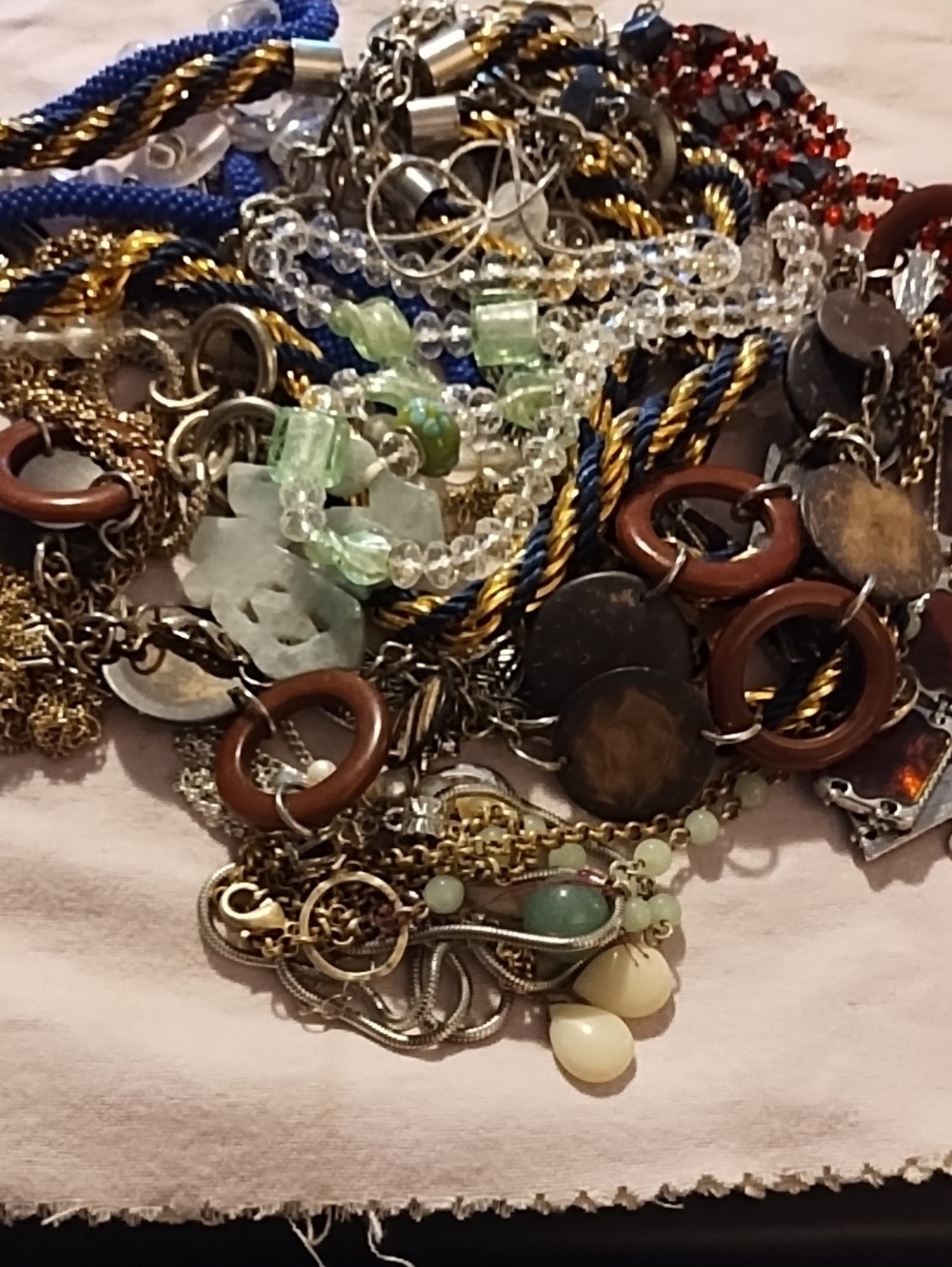 Mixed Bead and Chain Women's Necklaces Broken, Tangled Most Wearable Costume Lot